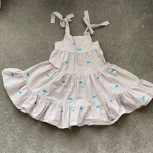 Kelly’s Kids size 5-6 sierra seersucker dress with blue crabs.   EUC